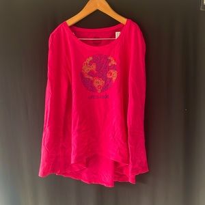 Life is Good Girls L (10) pink long sleeve t-shirt with earth design